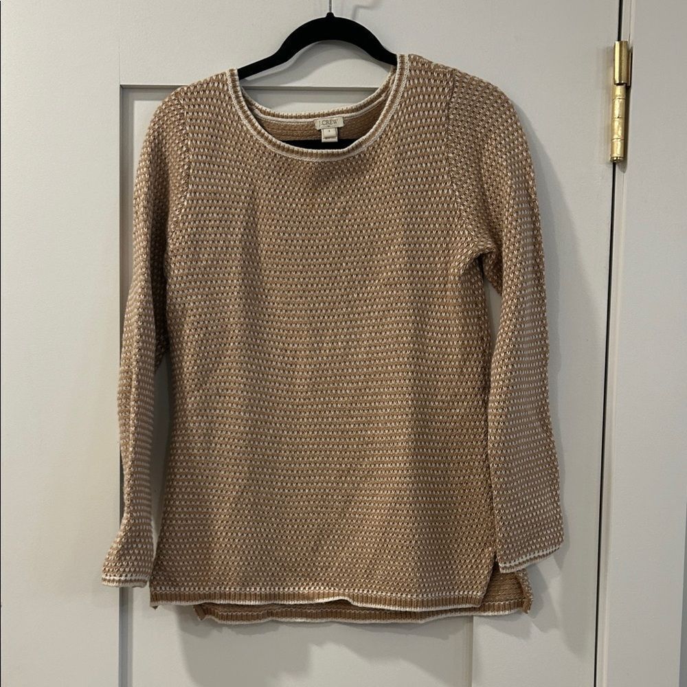 J. Crew Tan & White Knit Sweater, Size Small